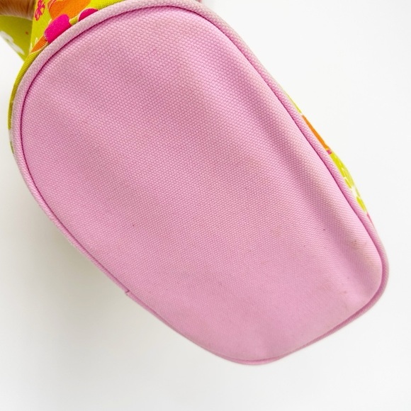 Lilly Pulitzer Vintage Pink/Lime Green Floral Flipflop Print Canvas Tote Bag - Picture 5 of 12
